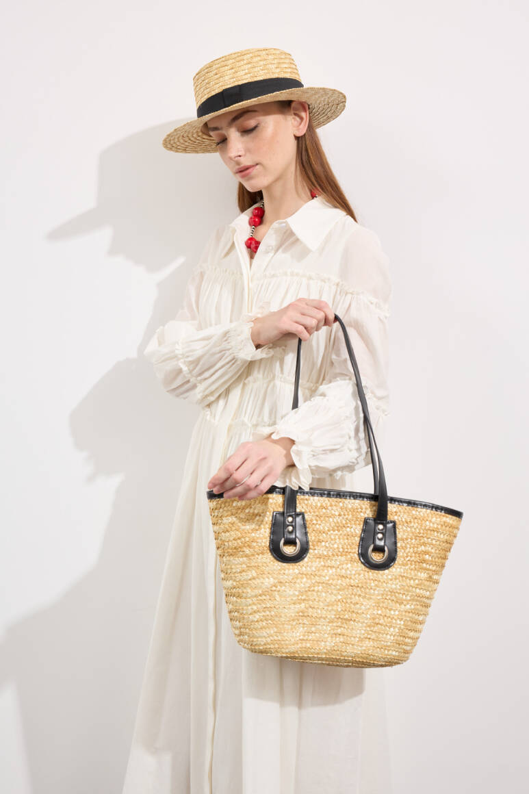 Maxi Taila Hasır Çanta Natürel - EMNORA