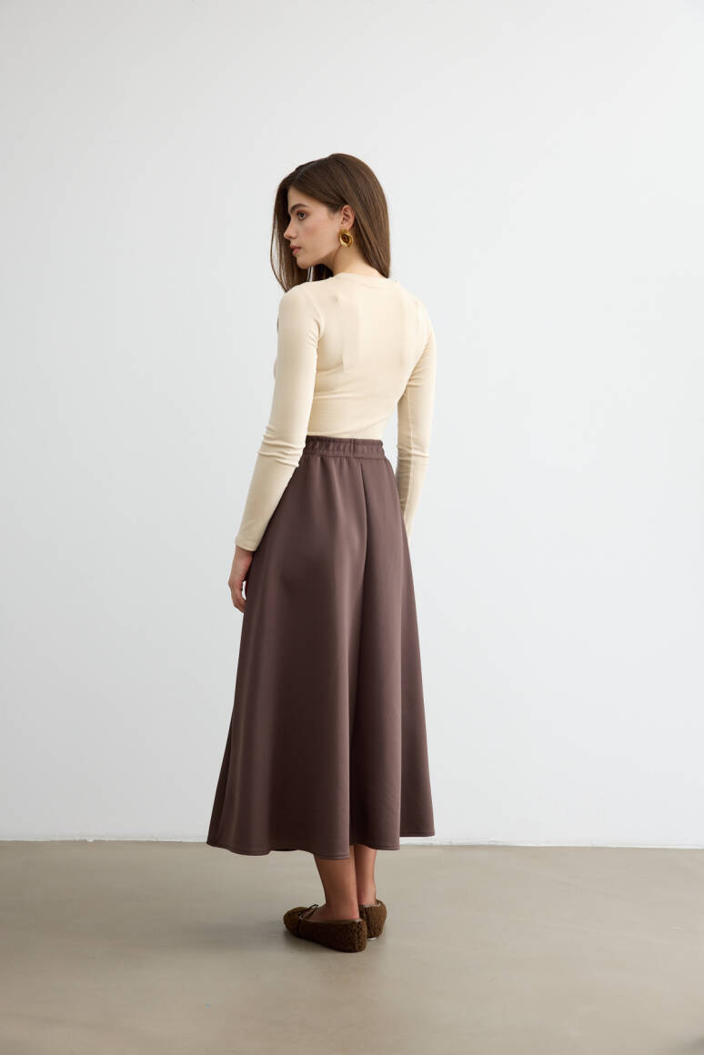 Mery Scuba Kloş Etek Acı Kahve - 6