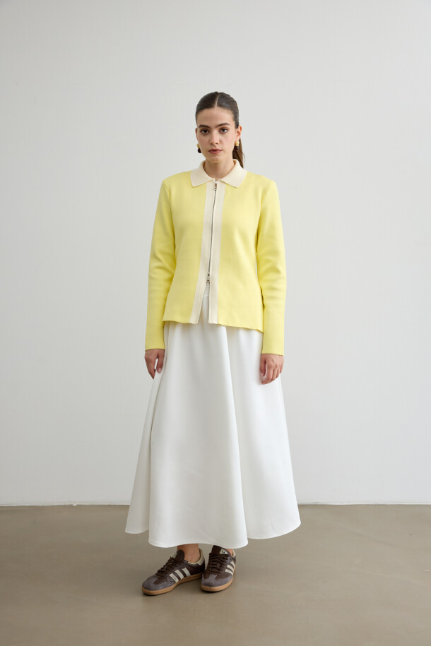 Mery Scuba Kloş Etek Beyaz - EMNORA (1)