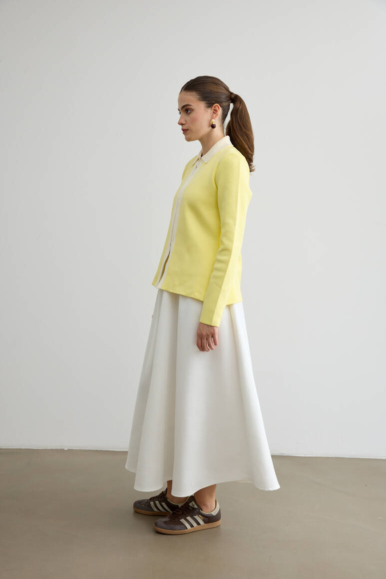 Mery Scuba Kloş Etek Beyaz - 3