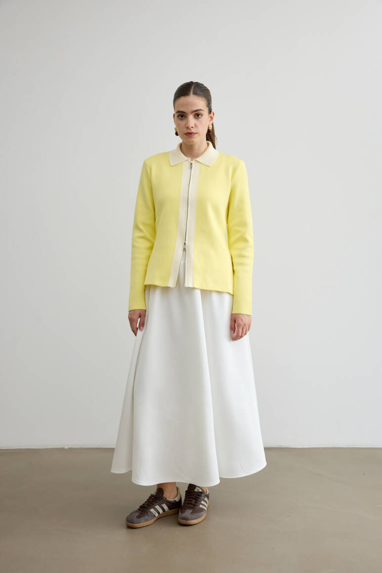 Mery Scuba Kloş Etek Beyaz - 2