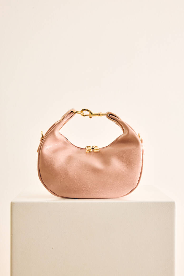 Metal Klipsli Baget Çanta Pembe - 1