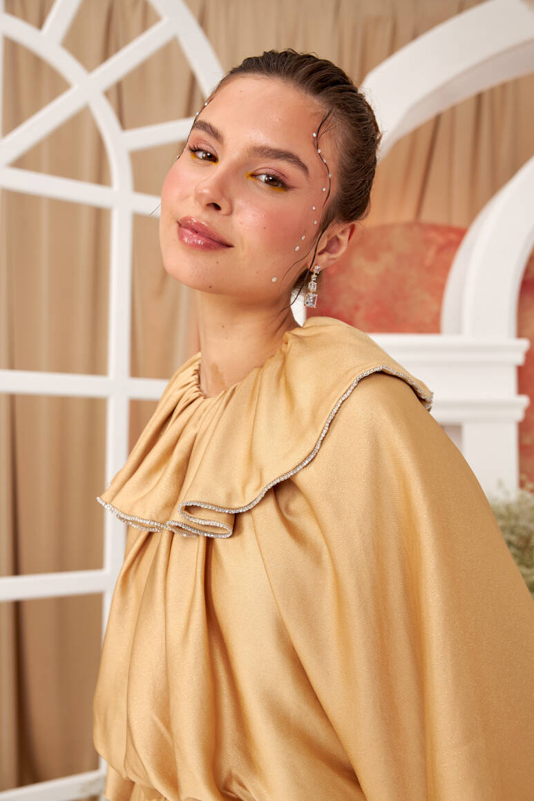 Milena Işıltılı Saten Abiye Elbise bal köpügü - 4