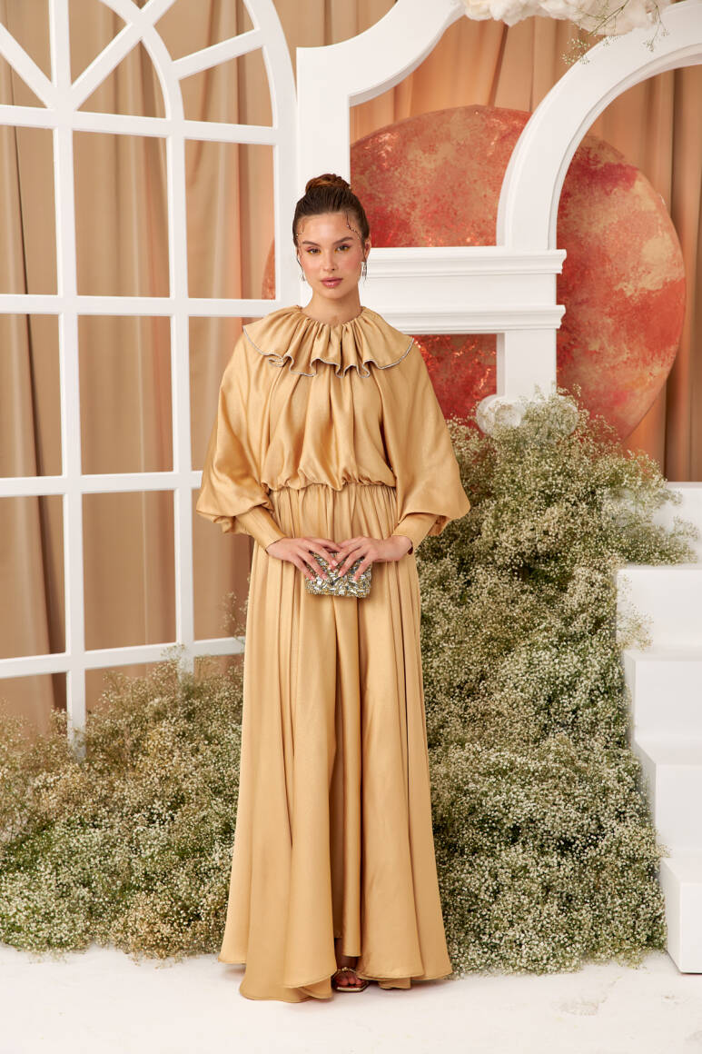 Milena Işıltılı Saten Abiye Elbise bal köpügü - 2