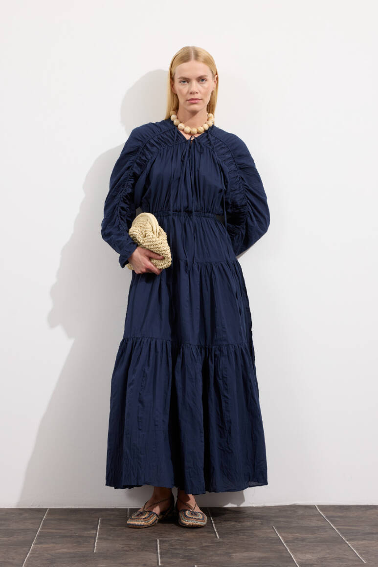 Mio Vual Elbise Lacivert - EMNORA