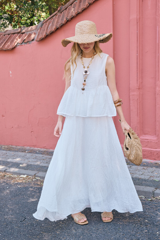 Miranda Etekli Takım Beyaz - EMNORA