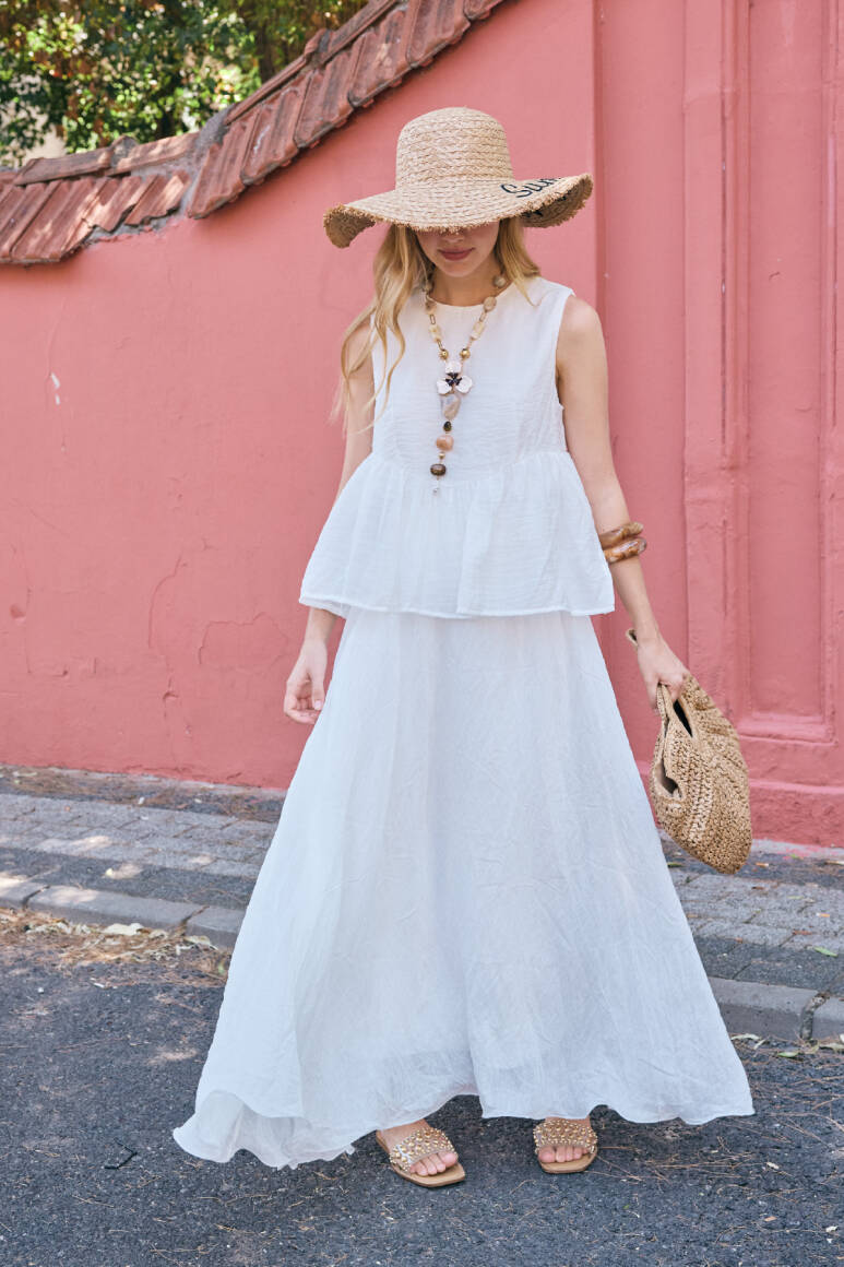 Miranda Etekli Takım Beyaz - EMNORA