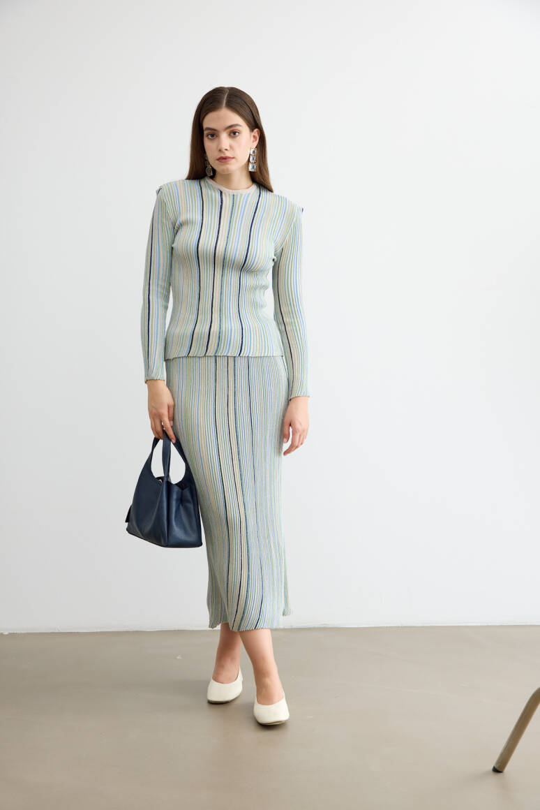 Missi Simli Triko Etek Takım Pudra - 2