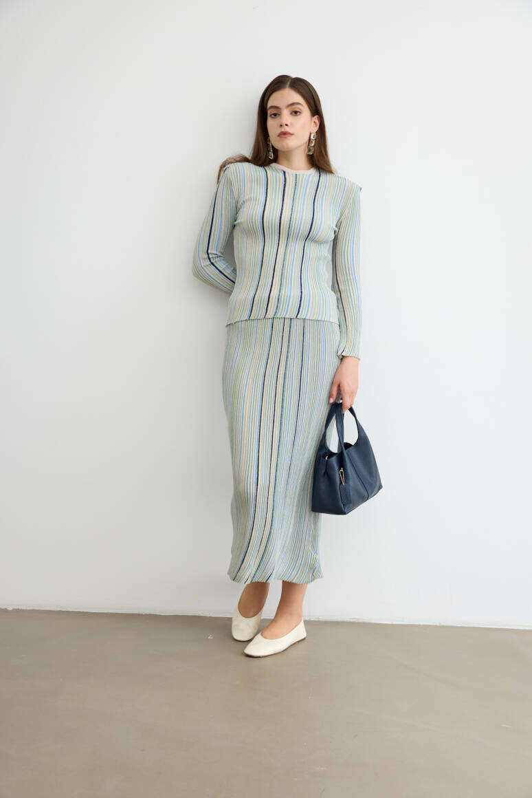 Missi Simli Triko Etek Takım Pudra - 3