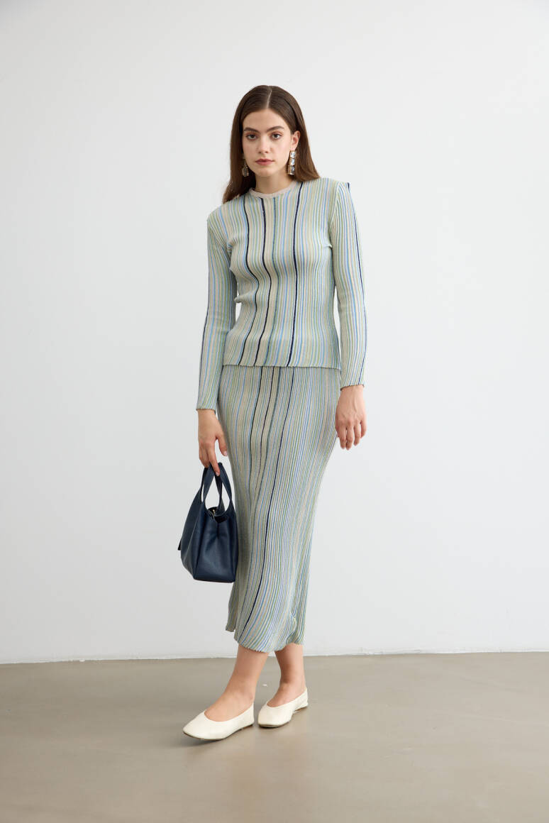 Missi Simli Triko Etek Takım Pudra - 4