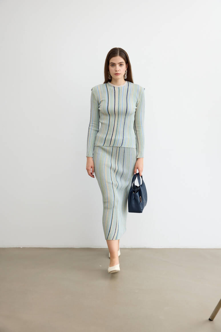 Missi Simli Triko Etek Takım Pudra - 7