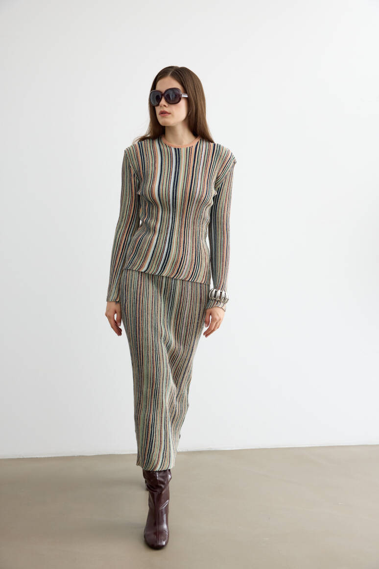 Missi Simli Triko Etek Takım Somon - 3