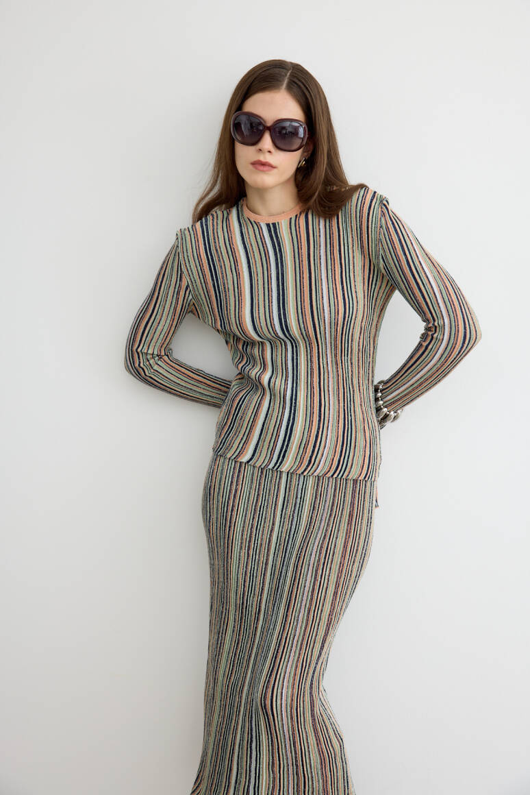 Missi Simli Triko Etek Takım Somon - 4