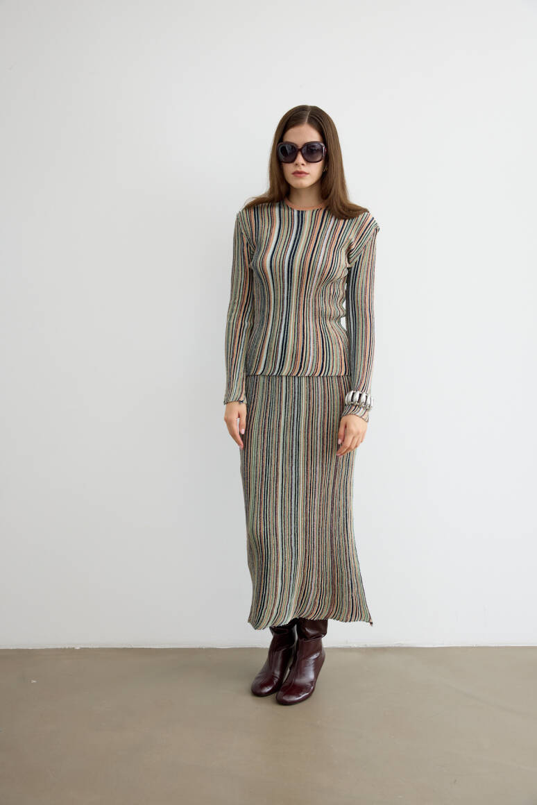 Missi Simli Triko Etek Takım Somon - 5