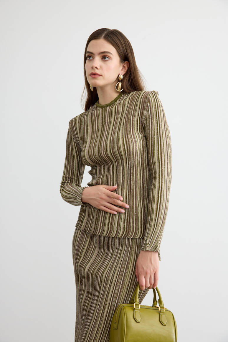 Missi Simli Triko Etek Takım Yeşil - 3