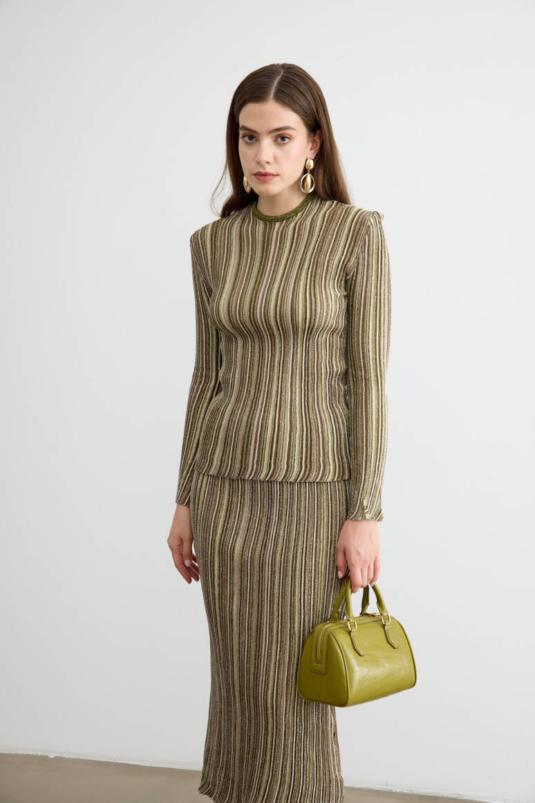 Missi Simli Triko Etek Takım Yeşil - 4