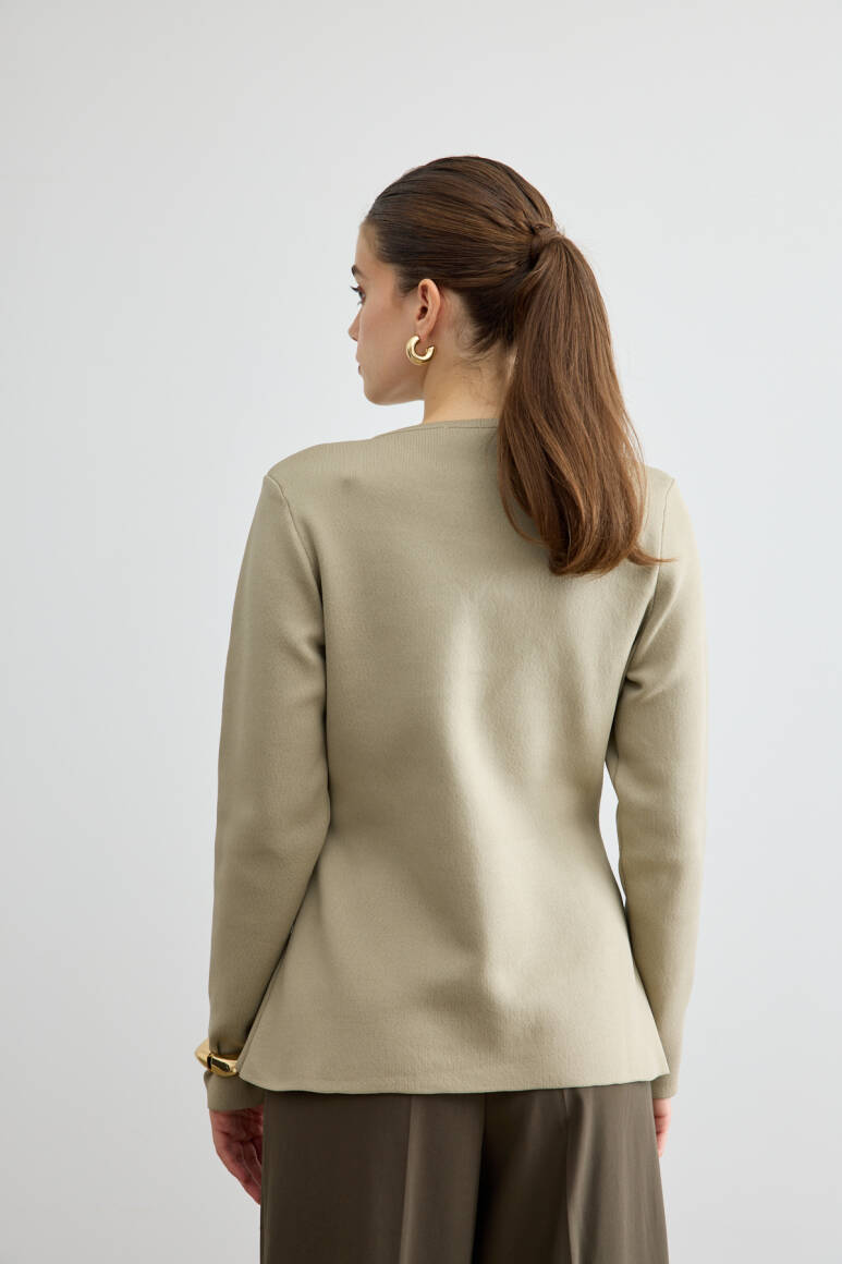 Noi Belden Oturtmalı Triko Hırka Çağla Yeşili - 7