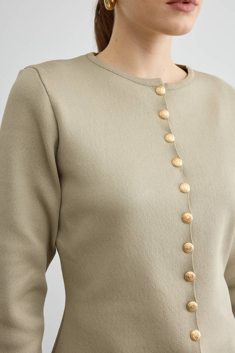 Noi Belden Oturtmalı Triko Hırka Çağla Yeşili - 2