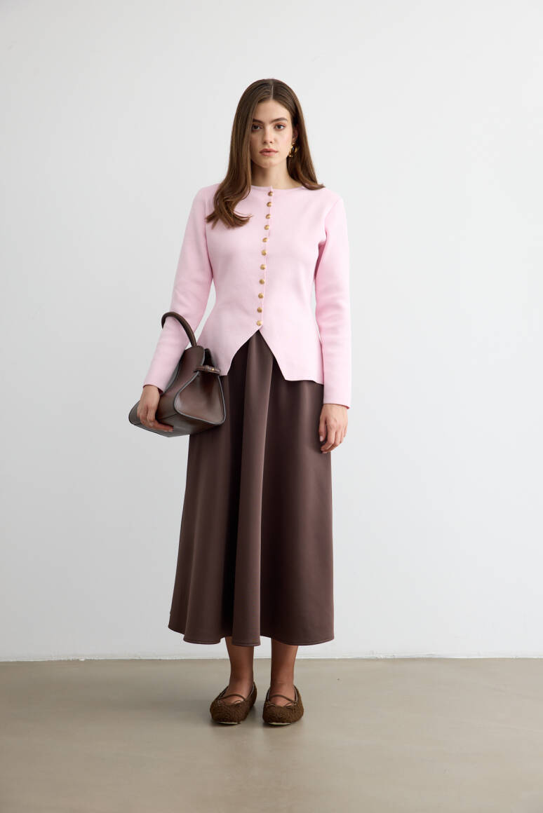 Noi Belden Oturtmalı Triko Hırka Soft Pembe - 4