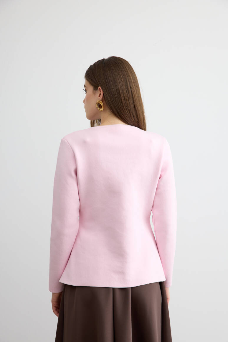 Noi Belden Oturtmalı Triko Hırka Soft Pembe - 5