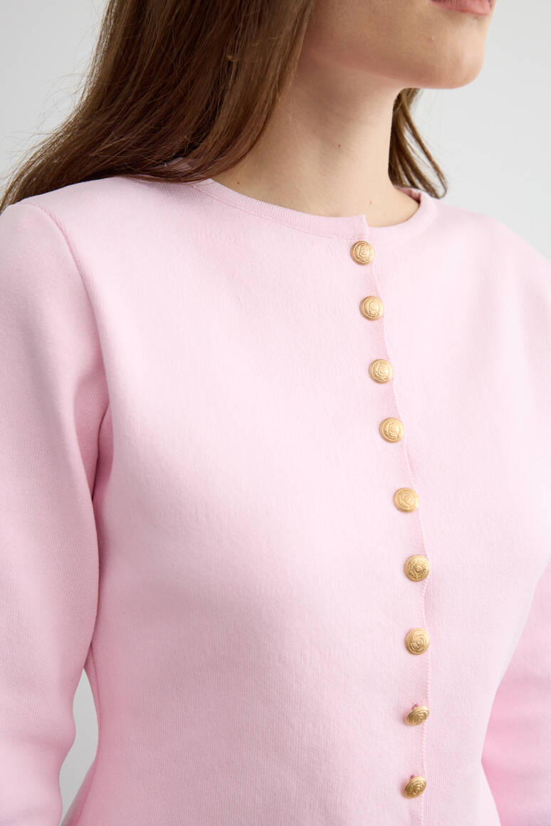 Noi Belden Oturtmalı Triko Hırka Soft Pembe - 6