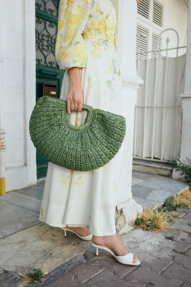 Noir Hasır Çanta Yeşil - EMNORA