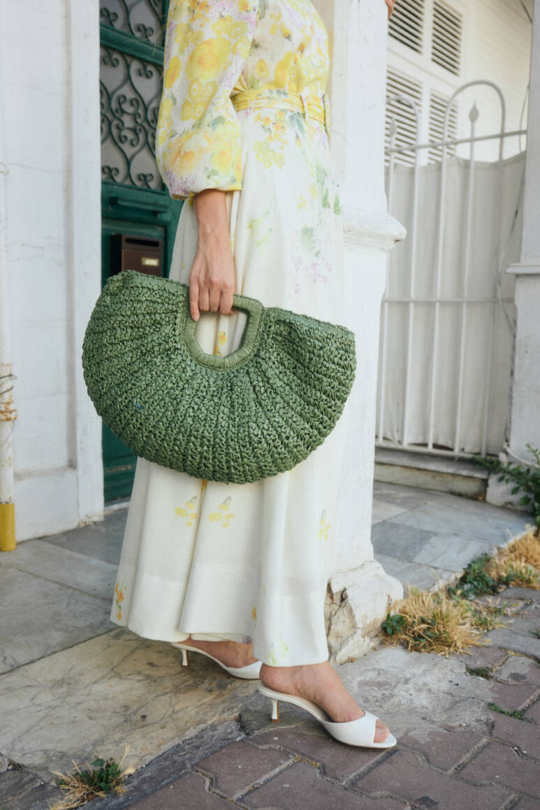 Noir Hasır Çanta Yeşil - EMNORA