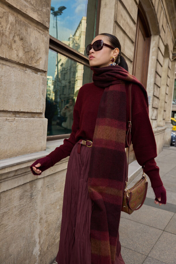 Ola Oversize Kazak Bordo - 5