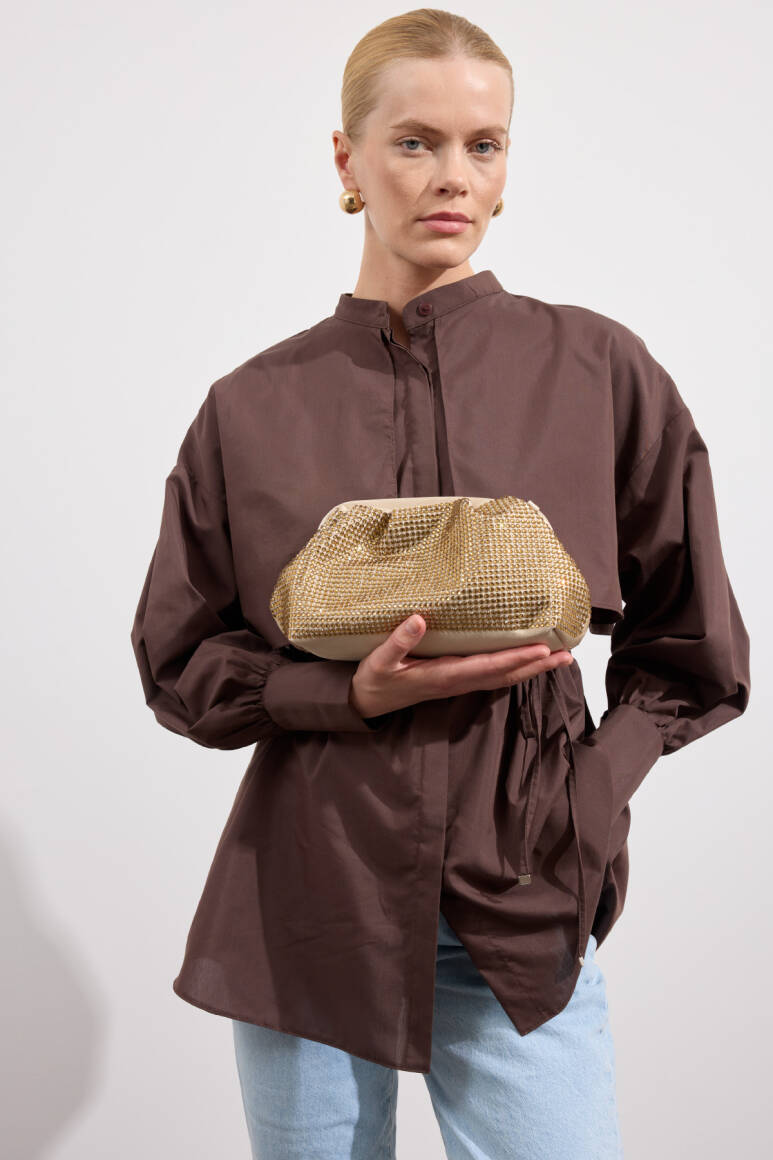 Olea Taşlı Çanta Gold - EMNORA