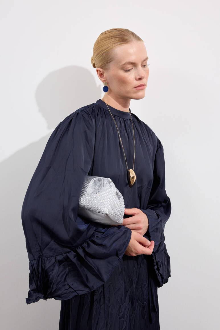 Olea Taşlı Çanta Gümüş - EMNORA