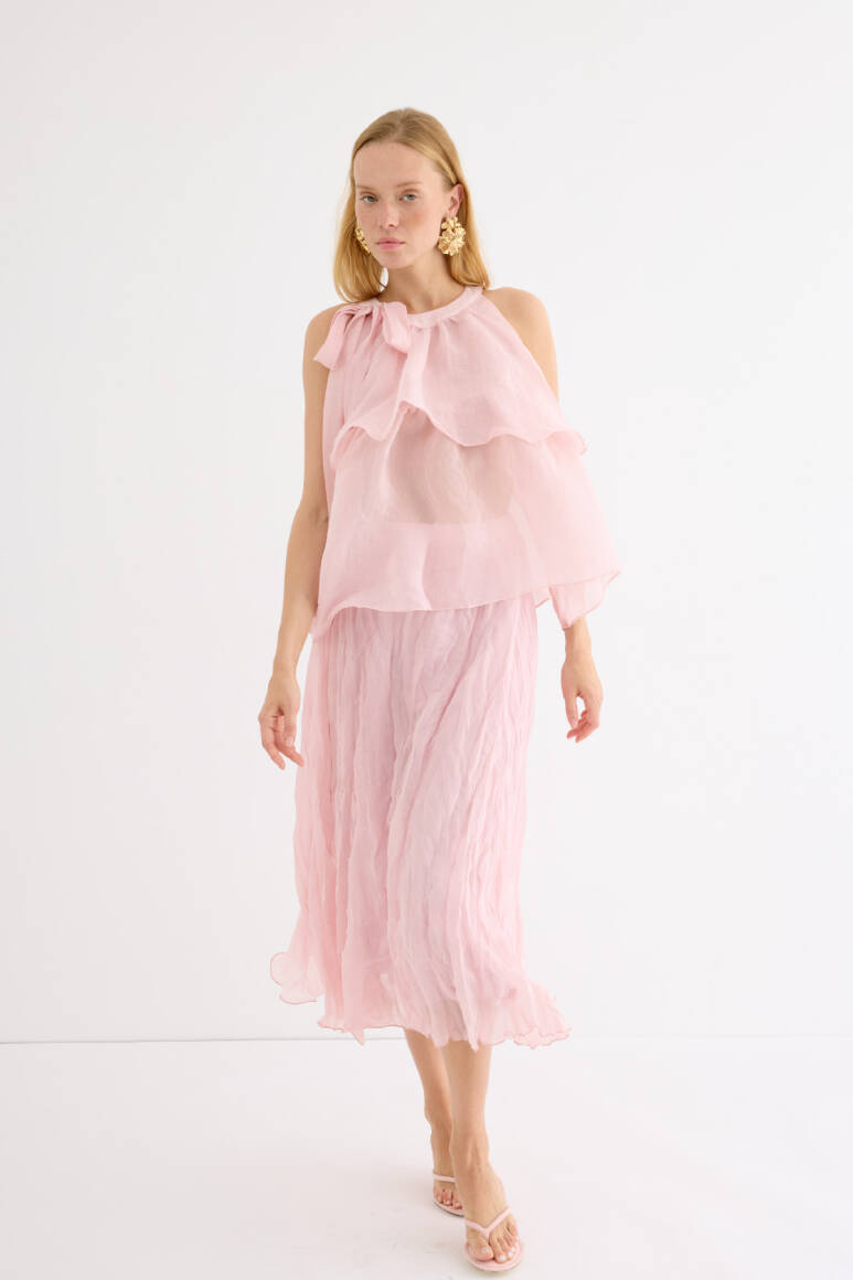 Omuzdan Bağlamalı Princess Bluz Soft Pembe - 4