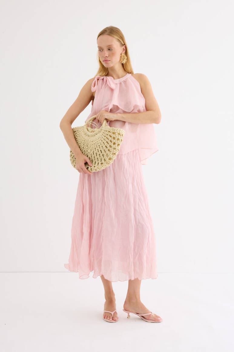Omuzdan Bağlamalı Princess Bluz Soft Pembe - 5