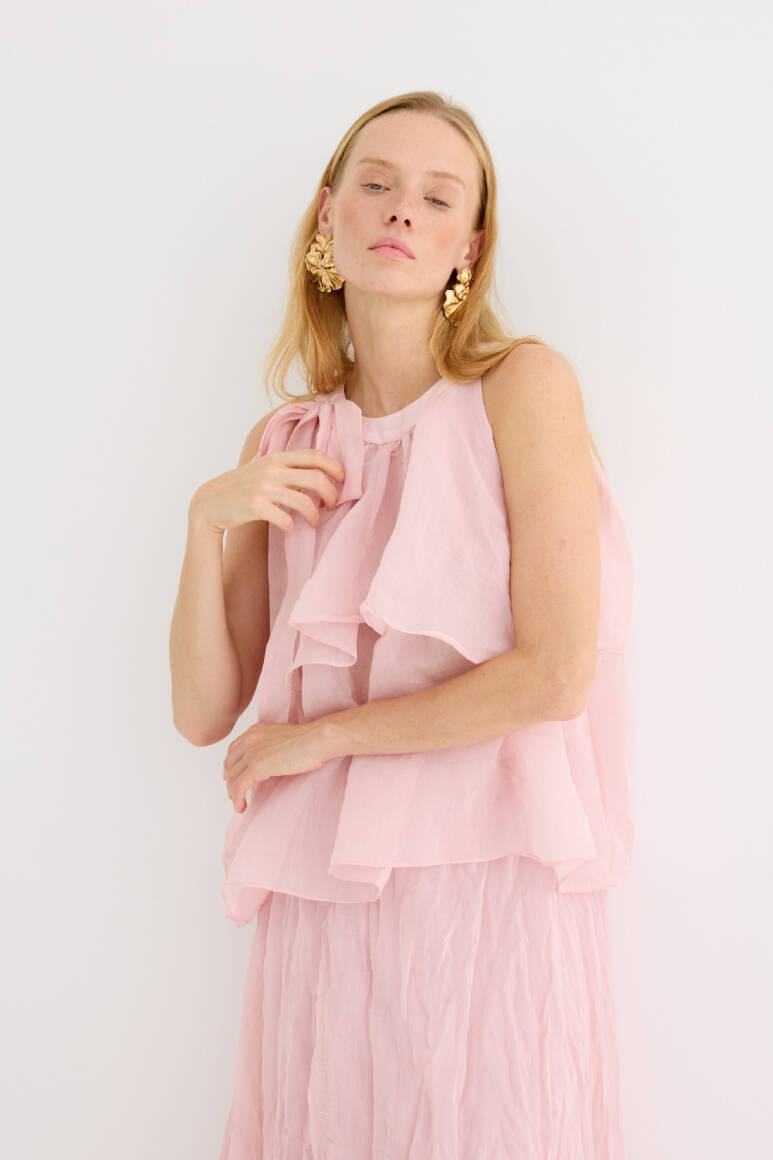 Omuzdan Bağlamalı Princess Bluz Soft Pembe - 2