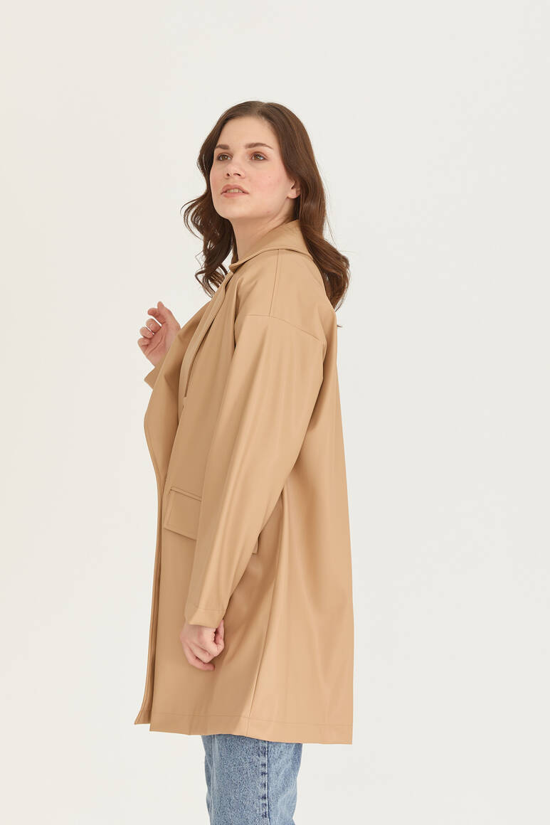 Oversize Deri Blazer Ceket Nude - 20