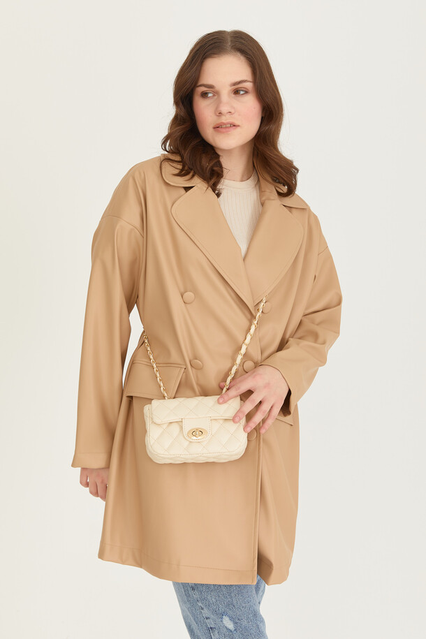 Oversize Deri Blazer Ceket Nude - 15