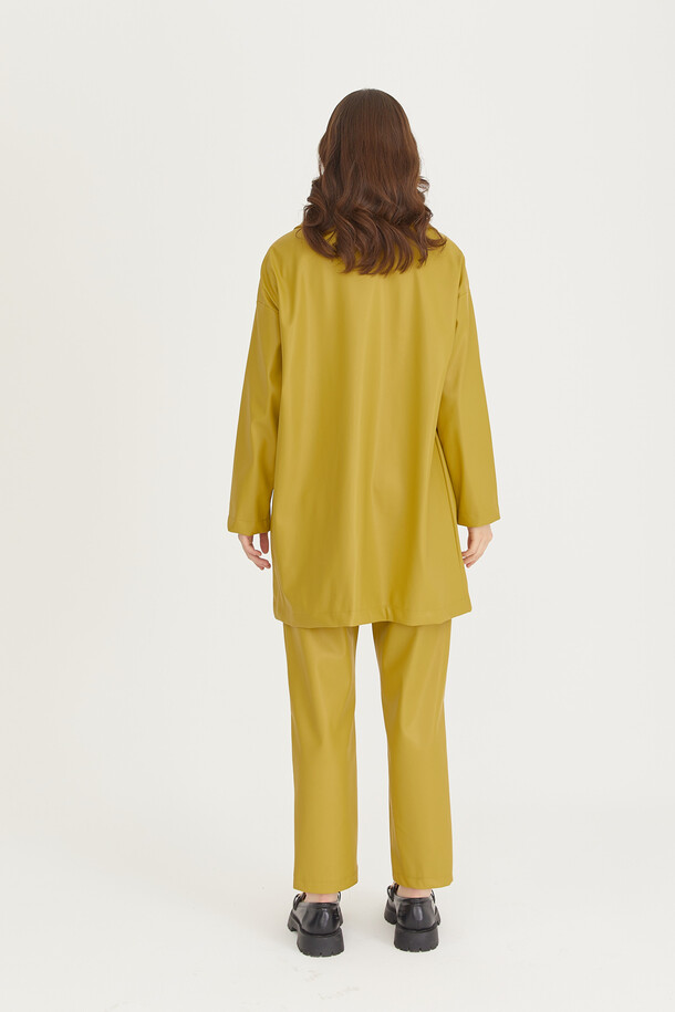 Oversize Deri Blazer Ceket Yağ Yeşili - 12