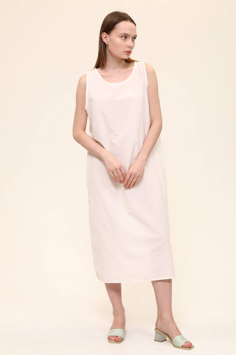 Pamuk İçlik Elbise Ekru - EMNORA