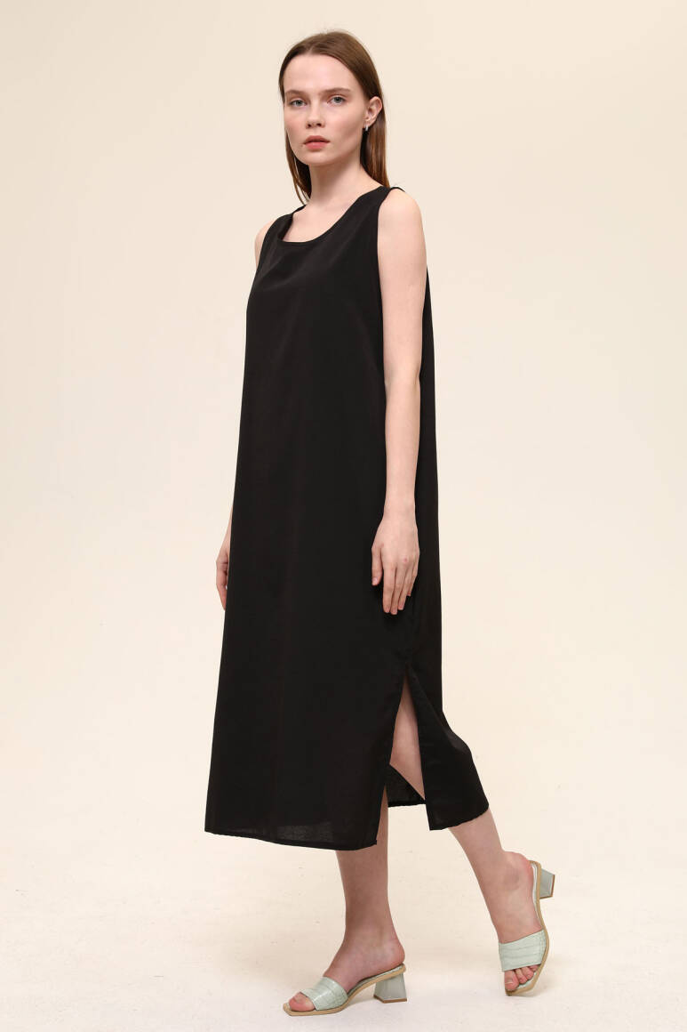 Pamuk İçlik Elbise Siyah - EMNORA