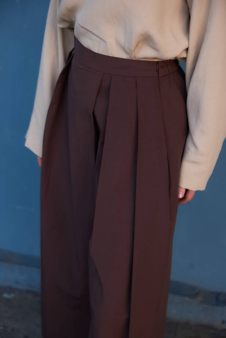 Pileli Pantolon Etek Acı Kahve - 4