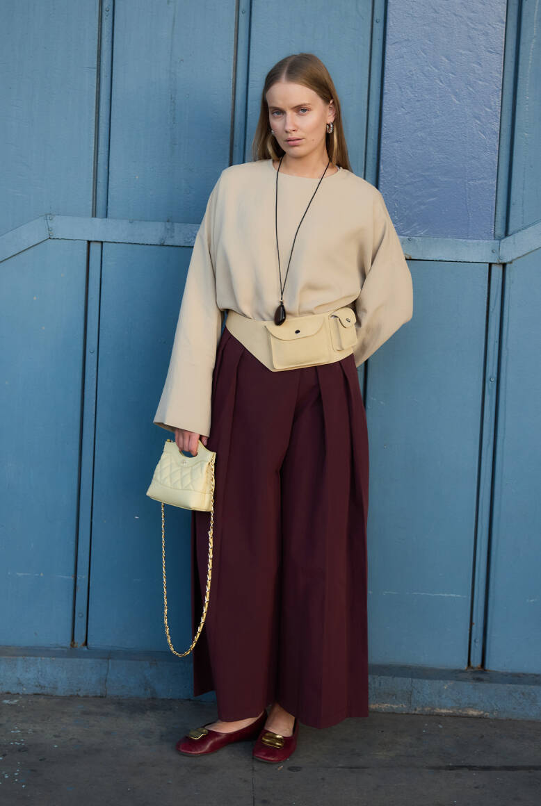 Pileli Pantolon Etek Burgonya - 2