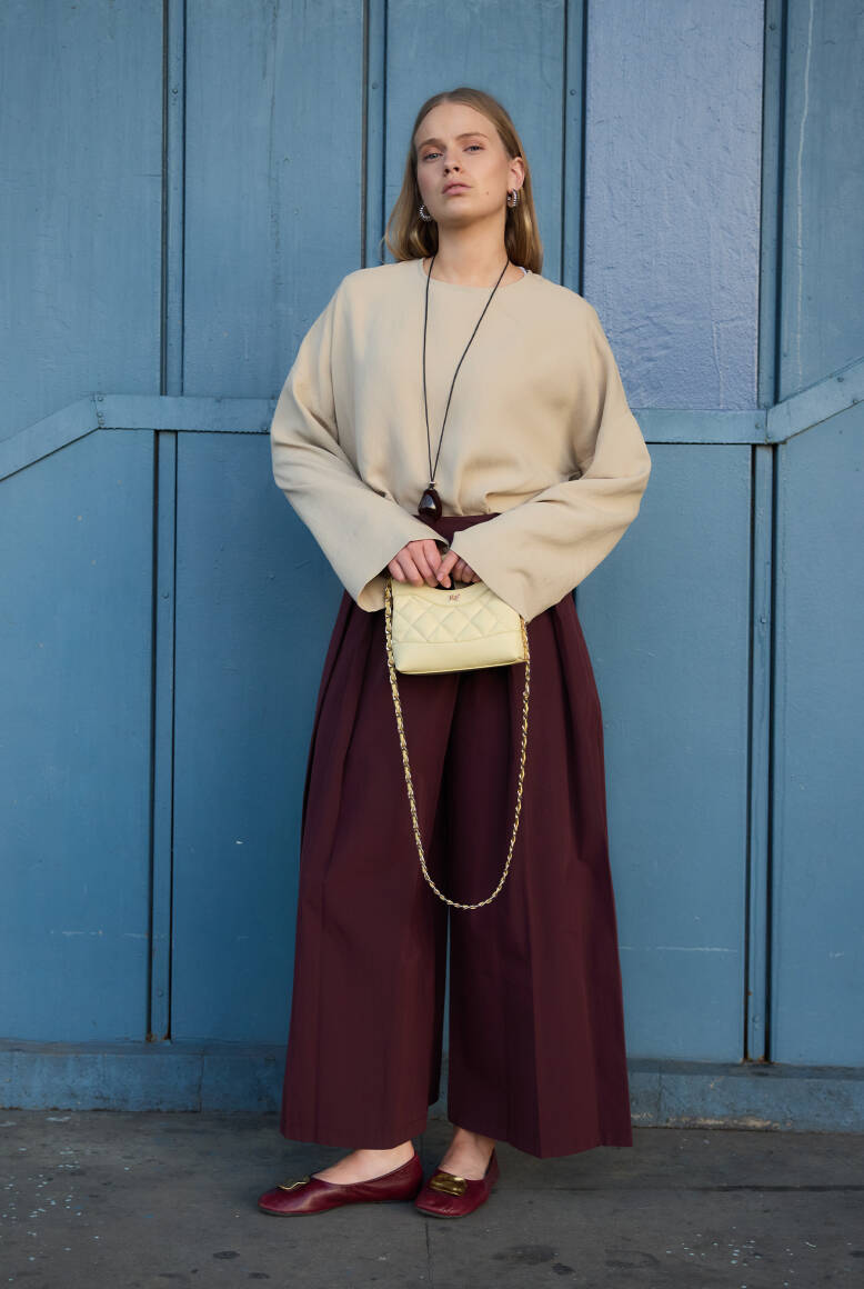 Pileli Pantolon Etek Burgonya - 4