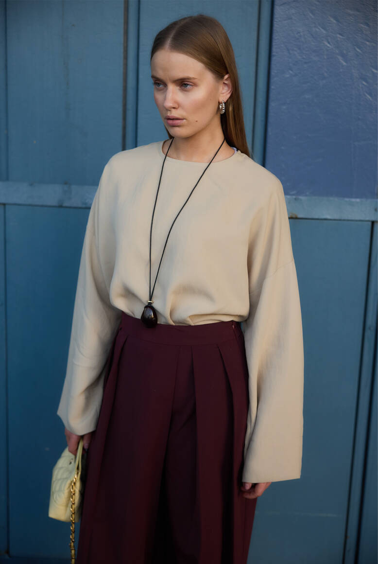 Pileli Pantolon Etek Burgonya - 6