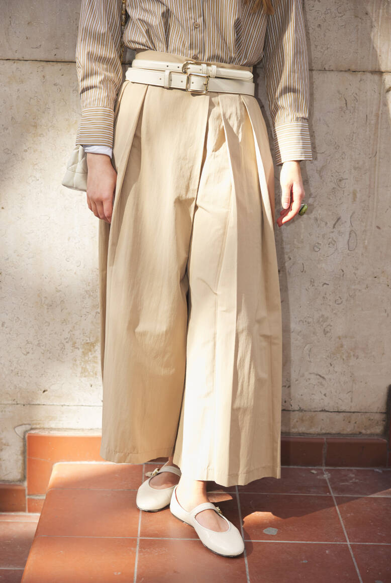 Pileli Pantolon Etek Camel - 5