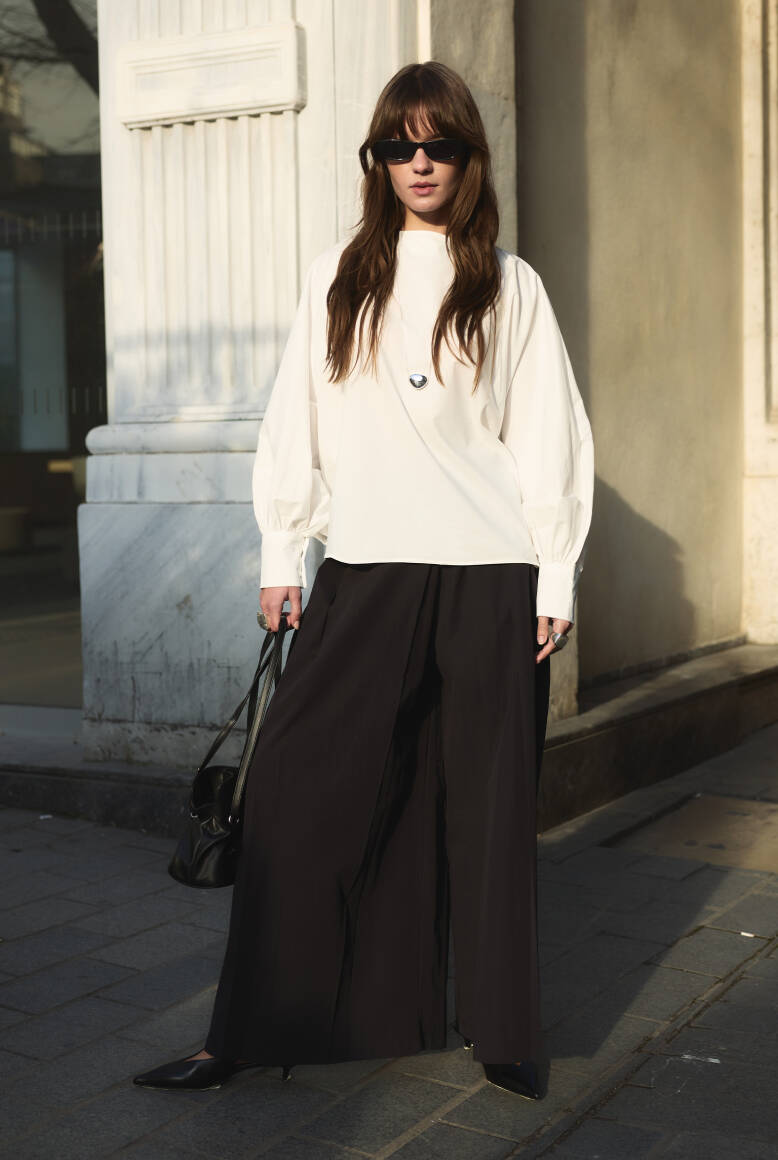 Pileli Pantolon Etek Siyah - 3