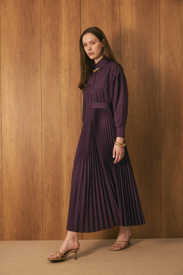 Pilili Poplin Elbise Burgonya - EMNORA