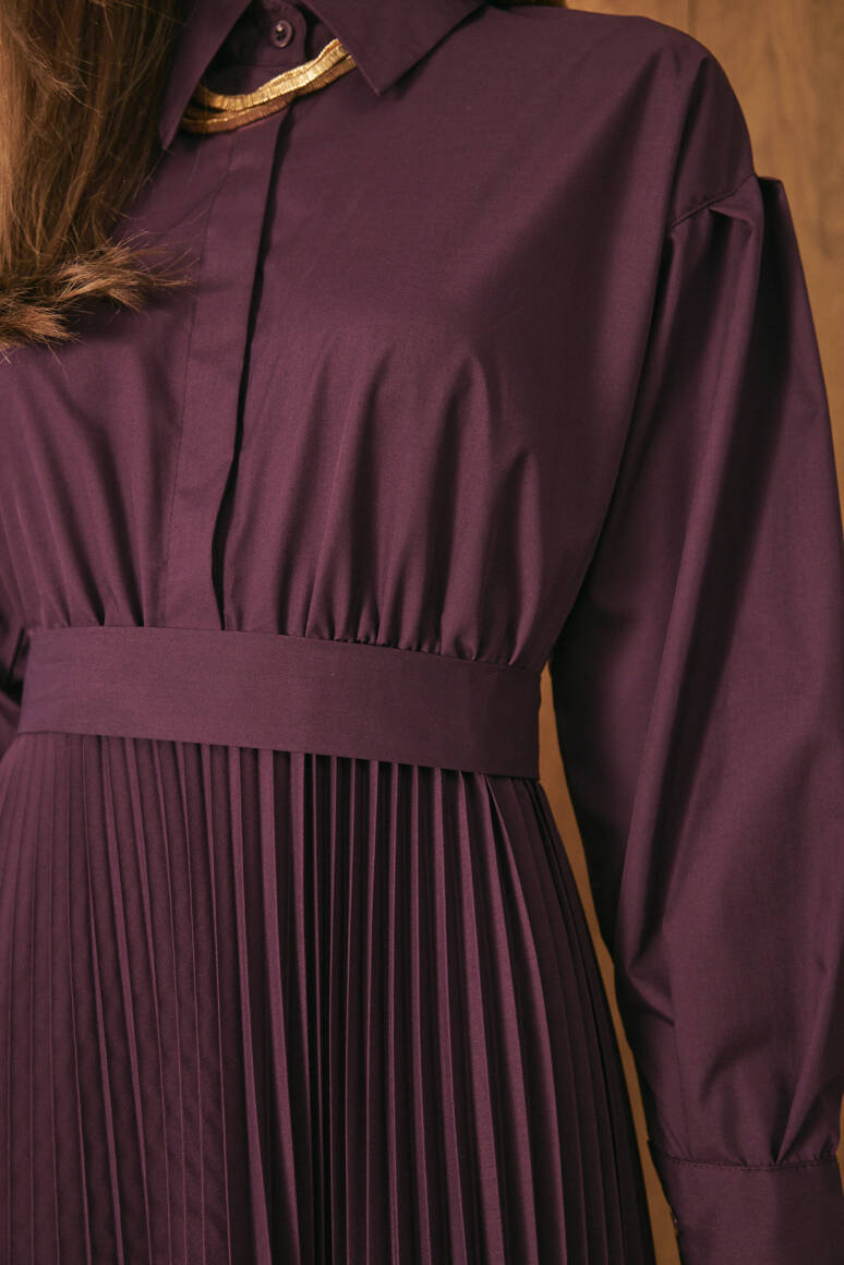 Pilili Poplin Elbise Burgonya - 3