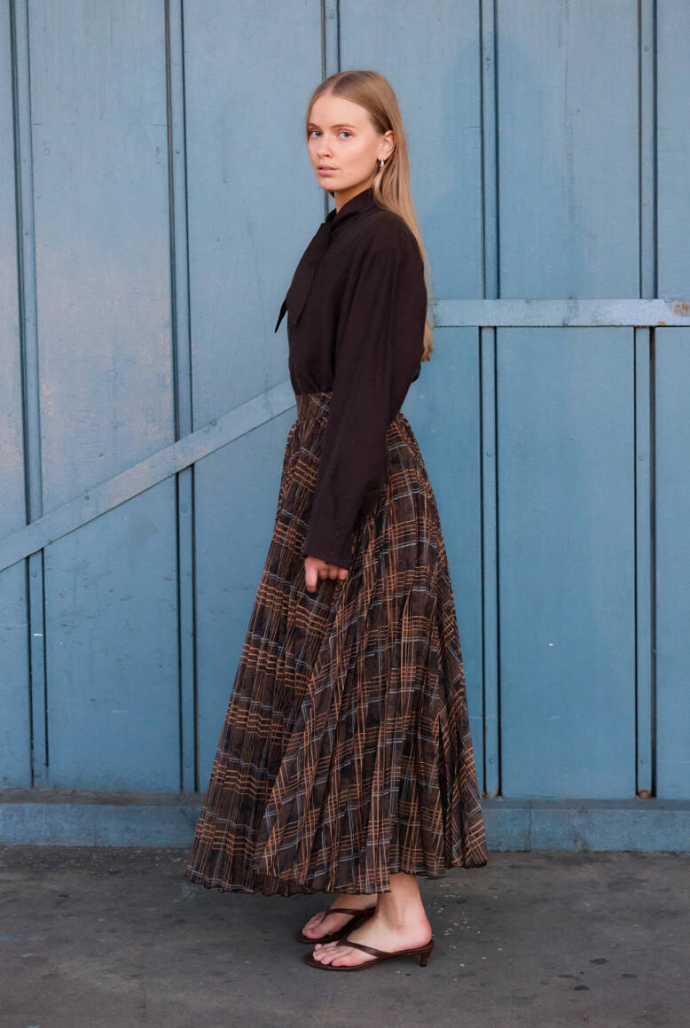 Piliseli Şifon Etek EKOSE - 4