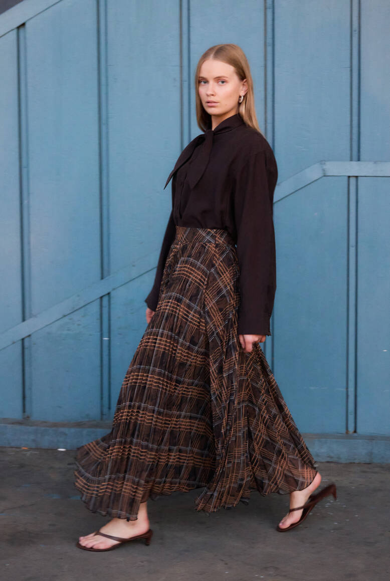 Piliseli Şifon Etek EKOSE - 1