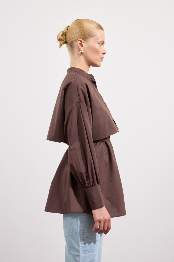 Poplin Trenç Gömlek Acı Kahve - 4