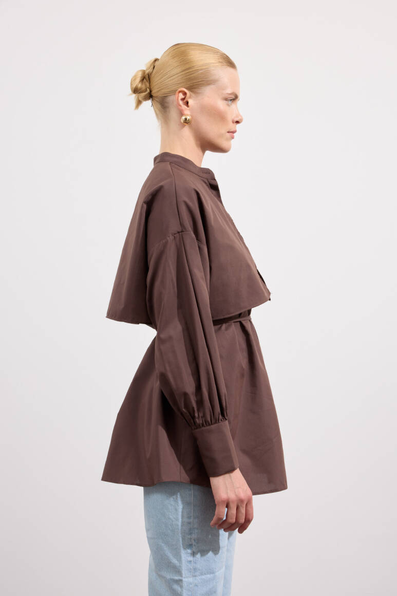 Poplin Trenç Gömlek Acı Kahve - 4